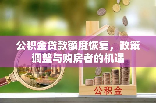 快速公积金贷款额度恢复，政策调整与购房者的机遇