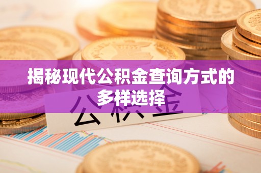 快速揭秘现代公积金查询方式的多样选择